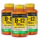 Mason vitamina naturale B12 50 mcg con calcio, 300, alimentazione giornaliera, supplemento dietetico per sostenere i livelli di energia naturale, 100 compresse (pacchetto di 3)