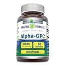 Incredibile Formulas Alpha GPC Supplemento | 600 Mg Per Serving | 60 capsule | Non-GMO | Gluten Free | Made in USA