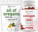 Micro Ingredienti Olio di Oregano Softgels 6.000mg Per Serving & Multi Collagen Peptides Gummies Bundle Pack | 4X Forza Carvacrol & Thymoquinon | Tipo I,II,III,V,X Protein