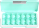 Zoksi Am Pm Pill Organizer 7 giorni, Weekly Pill Box 2 volte al giorno, Medicina Pill Organizer con Compartment separato, Travel Pill Case Dispenser Portable for Vitamins, Fish Oils, Medicines(Green)