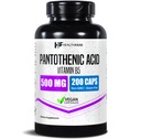 Integratore di vitamina B5 di 500mg di acido pantotenico di salute | 200 capsule vegane | supporto energetico e metabolico ad alta resistenza | Non OGM, senza glutine | Made in USA