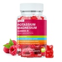Gummie di Magnesio di potassio - Magnesio ad alto assorbimento Glycinate & Citrato di potassio Plus Coenzyme Q10, DHA, D3, Mineral & Calcium per Zzz, Gambe & Muscolo - 60 Gummies di lampone