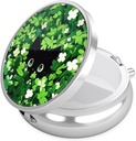 Nipichsha Pill Box, Small Pill Case for Purse & Pocket, Cute Travel Medicine Organizer, Portable Medicine Container Holder to Holding Vitamins, Medication, Fish Oil & Supplement, Green Leave Cat