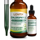 Lovita Chlorophyll Liquid Drops, Alta potenza 120 mg/mL, 7,200 mg per bottiglia, Energia naturale Booster & Supporto immunitario, Deodorante interno, Salute della pelle, Vegan & Non-GMO, Mint Flavor, 60 Servings 2 Oz