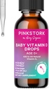 Pink Stork Baby Liquid Vitamin D Gocce per neonati, 400 IU Vitamin D3 per neonati e bambini per aiutare a sostenere lo sviluppo e la funzione immunitaria sana - 1 fl oz, 2 mesi di alimentazione