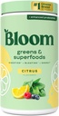 Bloom Nutrition Superfood Greens Powder, Enzimi Digestivi con Probiotici e Prebiotici, Salute Gut, Bloating Relief per le donne, Chlorella, Green Juice Mix with Beet Root Powder, 60 SVG, Citrus