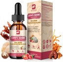 Mushroom Complex Liquid Drop, 8 in 1 Lions Mane Mushroom Supplemento con Irish Sea Moss, Chaga, Turchia Tail, Cordyceps & More for Brain, Focus, Cognitive & Immune Support, Vegan,Strawberry Flavor,60mL
