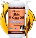 Natural Dog Company Skin & Coat Oil (16 oz.), Supporta la salute della pelle, Fish Oil Supplements for Dogs, Soft Coat, Fish Oil & Flaxseed Oil, Grassty Acids, Bottiglia di Dog Fish Oil con Pompa, Antiossidante