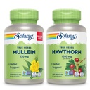 SOLARAY Mullein Leaf 330 mg e Hawthorn Berry Capsule 1050 mg - Soothing Herbal Support Bundle for Overall Health and Wellness - Vegan, Non-GMO, 60-Day Guarantee, Lab Verified, 200/180 VegCaps