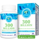 Probiotici per le donne e gli uomini - 300 miliardi di CFU, 24 strati probiotici + 15 erbe biologiche Prebiotici per la salute digestiva, Gut, Immune, costipazione, diarrea e salute completa - 2 mesi di fornitura