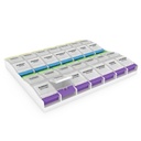 EZY DOSE Settimanale (7-giorni) organizzatore di pillole, contenitore di vitamina e pianificatore di medicina quotidiana, 2X-large paragoni pulsante, artrite amichevole, facile da usare, 4 volte al giorno, chiaro coperchi, BPA gratis