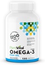 Plantvital Omega 3 Fish Oil Capsule - Pure Norwegian Omega 3 Supplemento - Triple Strength - No Fish Flavor - Molecularly Distilled - Supporti cognitivo, Joint, Eye, Hair and Heart Health - 120 Count