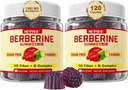 NEVISS Berberina Supplemento 1500mg, Attivatore AMPK con fibra prebiotica 3G, B1 B3 B6, Zucchero Berberina HCL Gummies per donne e uomini - Supporta sistema immunitario, digestivo, 2pack 120 Cts