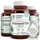 Natural Nutra Organic Flaxseed Oil Softgels, promuove la crescita dei capelli, aiuto nella perdita di peso, aiuta a migliorare il sistema immunitario, promuove sano Nervous System & Hair Growth, Omega 3 6 9, 1000 mg, 90 Softgels