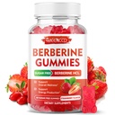 Gummie di Berberina con Ceylon Cinnamon 1500mg Alto potere Berberina HCL supplemento per il supporto immunitario, senza zucchero, Vegan, aroma di fragola, 60 Conte
