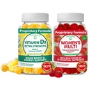 Lunakai Vitamina D3 Gummies e Multivitaminici Donne Bundle - Immunità, Bone e Mood Support Supplemento - 100% Valore giornaliero di 16 Vitamine e Minerali Essenziali Salute Gummy - 30 giorni di fornitura
