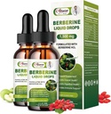 2 pacchetti di gocce liquide del supplemento della berbina per il sistema immunitario e i supporti del sistema digestivo -Premium Berberina HCL 1500mg con la cannella di ceylon pura -4 Fl Oz