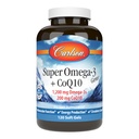 Carlson - Super Omega-3 Gems + CoQ10, 1200 mg Omega-3s 200 mg CoQ10, Funzione di Circolazione, Produzione di energia e supporto circolatorio, 120 Softgels