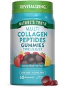 Verità della natura Multi Collagen Gummies | Tipo I, II, III, V, X | 60 Count | Non OGM & Gluten Free Complex Supplement | Frutta mista Flavor