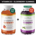 Zucchero-Free Vitamin D Gummies (60 Gummies) e Gummies Elderberry (180 Gummies) – Supporto Immune Bundle, Gelatin-Free, Gluten-Free, Vegetariano, Tutto Naturale, Grande Degustazione