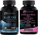 Antartico Krill olio 1600mg con Astaxanthin 2mg e Irish Sea Moss Gummies 3000mg con Black Seed Oil e Ashwagandha 2000mg