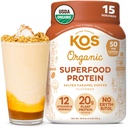 KOS Vegan Protein Powder, Salted Caramel Coffee - Low Carb Pea Protein Blend, Organic Plant Superfood Rich in Vitamine & Minerali - Keto, Dairy Free - Meal Sostituzione per le Donne & Men - 15 Serve
