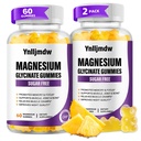 (2 Confezione) Magnesio Glycinate Gummies 500mg, Integratore di Magnesio ad alto assorbimento con Calcio e Vitamine, Supporto Bone, Muscolo, Notte, Memoria & Mood, Vegan, Non OGM, 60 Conti, Sapore di ananas