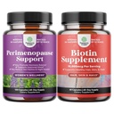 Bundle di Perimenopause Supplemento per le donne -Multibenefit Menopause Rilievo per le donne 120ct e Pure Biotin Pills per gli uomini - Stop Hair Loss Thinning supplemento naturale per la crescita dei capelli scintillanti