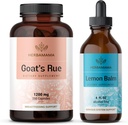 HERBAMAMA Goat's Rue and Lemon Balm Kit - Bundle di 1200 mg Goat's Rue Capsules & Lemon Balm Liquid Drops 4 fl oz - Vegan, Non-GMO, Sugar & Alcohol-Free - 2 Pack