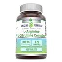 Amazing Formulas L-Arginina/L-Citrulline Complex 1000mg 120 compresse Supplement| Non-GMO | Gluten Free | Made in USA