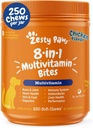 Zesty Paws Dog Multivitamin, Chewable Dog Vitamins and Supplements for Hip & Joints, Skin & Coat, Omega 3 Fish Oil for Dogs- Senior & Puppy Multivitamin - Pollo- 250ct