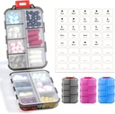3 Pack 14 GRIDS Travel Pill Organizer Box con Etichette - Travel Medicine Case Kit - Pocket Daily Pharmacy Container - Dispenser per il supporto per la vitamina dell'olio di pesce - Clear