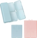 FYY 2 Pcs Daily Pill Organizer, 7 scomparti Portable Pill Case Travel Pill Pill Organizer,[Folding Design] Pill Box per Purse Pocket per tenere Vitamine,Cod Liver Oil,Supplements and Medicine-Navy+ Rosa