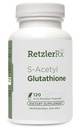 RetzlerRx S-Acetyl Glutathione Supplemento 100 mg. per Capsule, Made in Italy - 120 Acid-Resistant Capsules - Antiossidante Support - Non OGM, Soy & Gluten-Free / Bergaflow®, Grado Farmaceutico