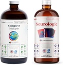 LIQUIDHEALTH Complete Multiple Daily Multivitamin & Neurologic Nootropic Liquid Vitamin Bundle for Adults - Boost Immune Support, Migliora la Memoria, Focus & Concentration - Vegan, Non-GMO, Made in USA