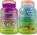 Vegan Whole Food Multivitamin con Iron + Plant-Based Calcium, Magnesio, Zinc, D3, K2 & Turmeric – Vegan Daily Support for Energy, Bone Health, Immunity & Global Wellness Trio