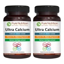 Pure Nutrition Ultra Calcium 1000mg con VIT D3 + K2 | 180 Tabs (90 X Pack di 2) | Supplemento Calcium altamente assorbibile con Calcium Citrate Malate, VIT D3, K2, Moringa Oleifera, Magnesio e Zinco.