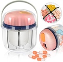 Scatola di pillole portatile, GloDeals organizzatore settimanale di pillole 7-Giorni organizzatore di medicina di viaggio BPA Free Moisture Proof contenitore di medicina portatile per vitamine, oli di pesce, integratori (Pink-)