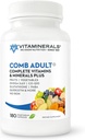 Vitamine CombAdult Formula completa di vitamina & Minerale | Non OGM | Capssules Veggie (180)