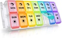 Pill Organizer 2 volte al giorno, Fullicon Quick Fill Large Weekly AM PM Pill Box, Medicine Organizer 7 giorni, Daily Pill Cases - Rainbow (Patent Registered)