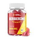 2000mg Berberina Supplemento Gummies - Berberina ad alta potenza con cannella di Ceylon, curcuma, magnesio, cromo - senza zucchero, vegano, non OGM, senza glutine - Peach Flavor 60 Gummies - 1 confezione
