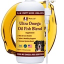 Azienda Cane Naturale Olio Ultra Omega per Cani a 2000 MG Omega 3, 6, 9 con Salmone, Pollock & Flaxseed Oil, EPA & DHA, Supplemento per cani per pelle, Cappotto, Giunti, Allergy & Itch Relief, Dog Fish Oil 16oz