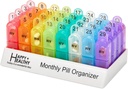 Organizzatore mensile Pill 2 volte al giorno, 30 giorni Pill Box AM PM, Mattina e Notte Un mese Pill Box Organizzatore con Daily Rimovibile 31 Day Pill Organizer e organizzatore Vassoio