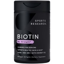 Sport Research® Biotin 10.000mcg con olio di cocco biologico - Biotina (Vitamina B7) per la pelle sana e il supporto dei capelli* - per le donne e gli uomini - Vegan, Non OGM, Gluten & Soy-Free - 30 Veggie Softgels