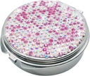 Bling Pill Case per Purse Medicine contenitore di vitamina contenitore portacandele tascabile caso rotonda medico organizzatore per vitamina / olio di pesce / Kit di medicina di viaggio di rifornimento (3 scomparti rosa)