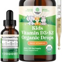 Natura Artigianato bambini Vitamina D3 K2 Gocce - Vitamina D organica per bambini per ossa forti e articolazioni - Infanti, bambini & Toddler Supporto immunitario Gocce Supplemento liquido - 60 ml Bottiglia