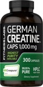 Fitness Labs Tedesco Creatina Monoidrato | 1000mg | 300 capsule | Supplemento per donne e uomini | Non OGM, Gluten Free