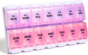 Sukuos AM PM Weekly Pill Organizer 7 giorno, 2 volte A Day Medicine Pill Box con Easy Push Button, BPA Free Vitamin Case per Fish Oil/Supplements, Facile da pulire (Purple&Pink)