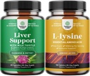 Integratore di supporto per fegato di cardo di latte e L Lysine 1000mg Integratori nutrizionali - Integratore di fegato di erbe con cardo di latte di silimarin - Integratore di aminoacidi essenziali di L-lysine