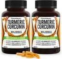 Curcuminoide curcuma con BioPerine Black Pepper & 95% Curcuminoids, Assorbimento massimo per il supporto congiunto, Capsule erboriche non OGM, Made in USA - 180 Veg Caps